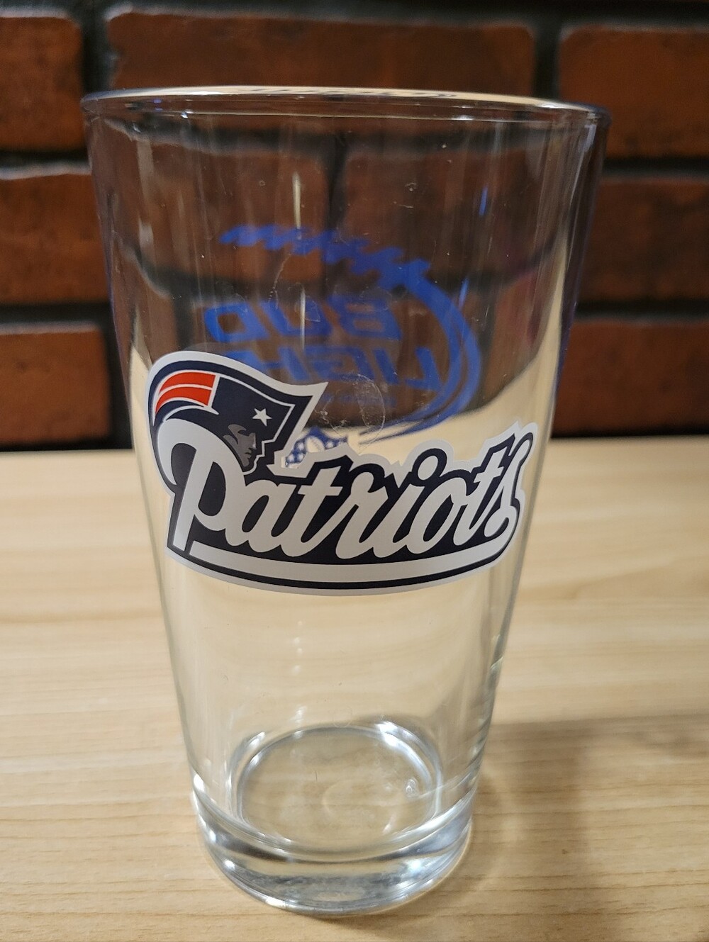 Bud Light New England Patriots NFL Beer Pint Glass